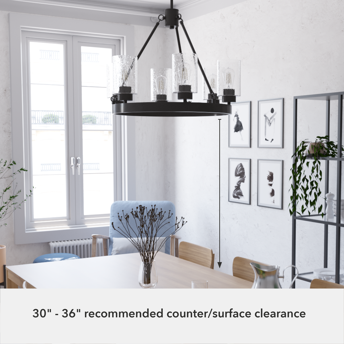 Hartland 24-inch 6-light Noble Bronze Chandelier with Seeded Glass