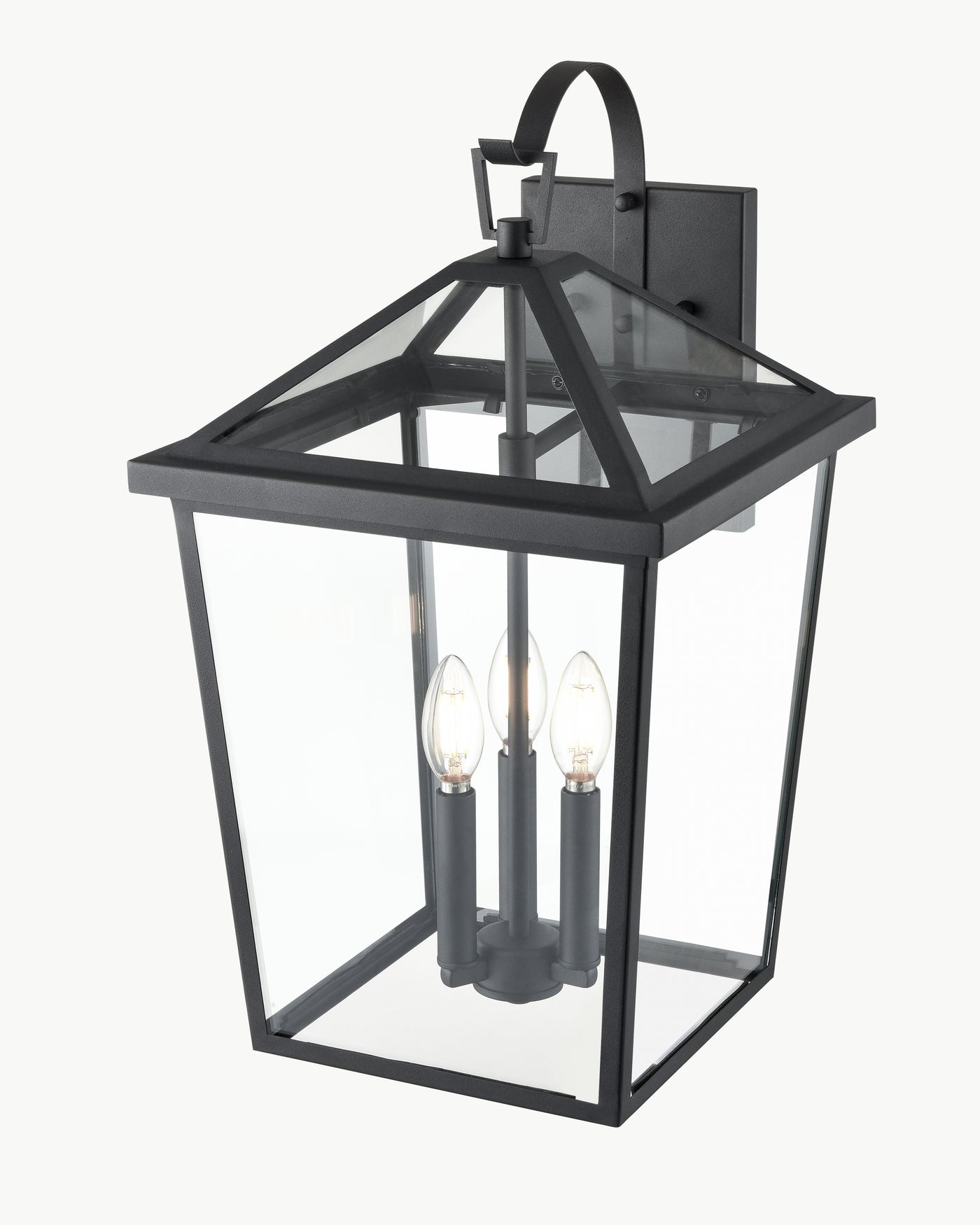 12'' Mensun Textured Black 3 Light Wall Sconce