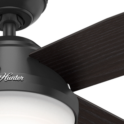 52 inch Dempsey Matte Black Damp Rated Ceiling Fan with LED Light Kit and Handheld Remote