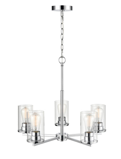 24-inch Verlana Chrome 5-Light Clear Glass Chandelier