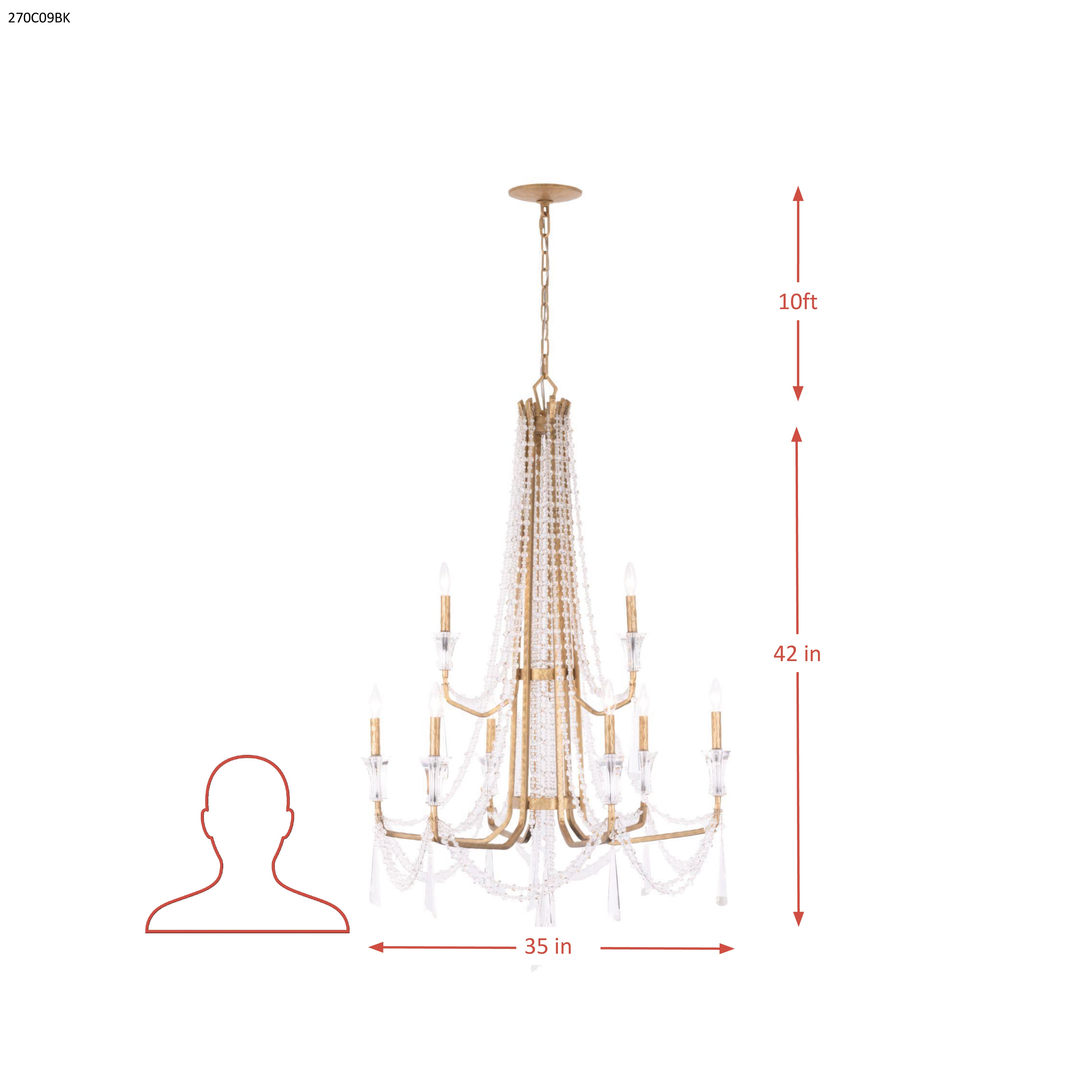 Barcelona 9 Light 2-Tier Crystal Chandelier