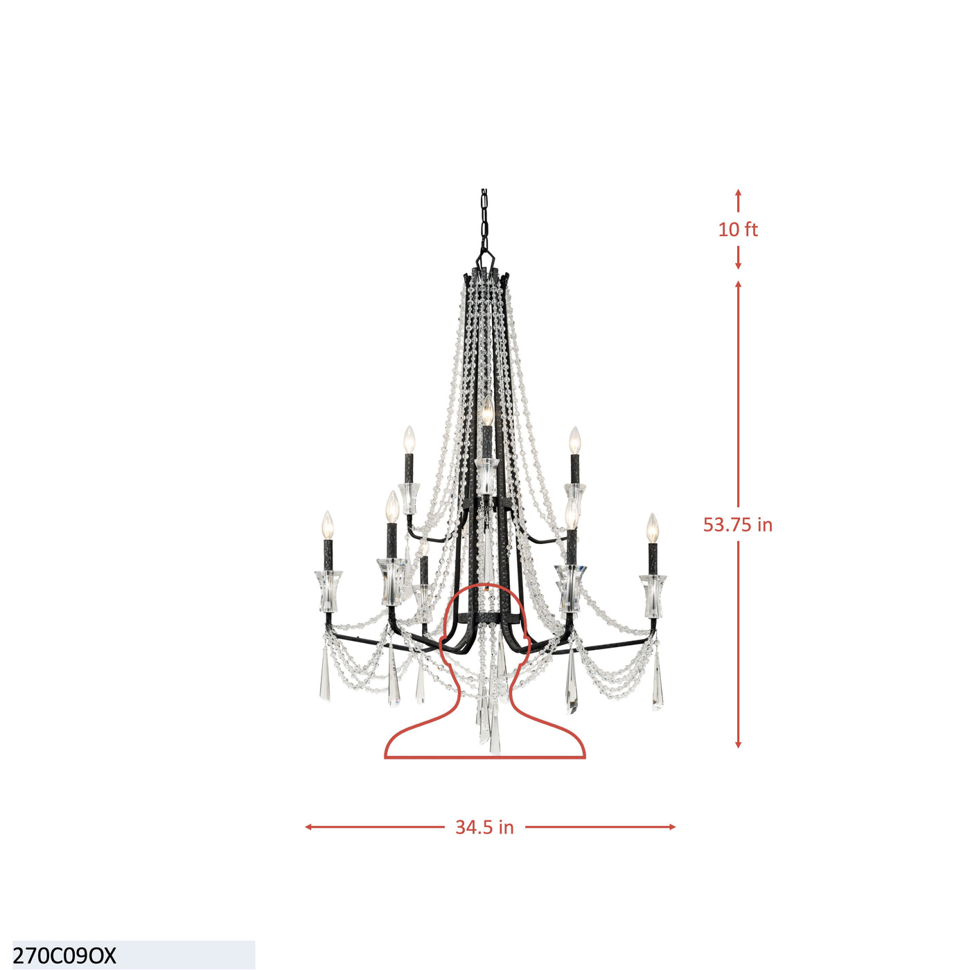 Barcelona 9 Light 2-Tier Crystal Chandelier