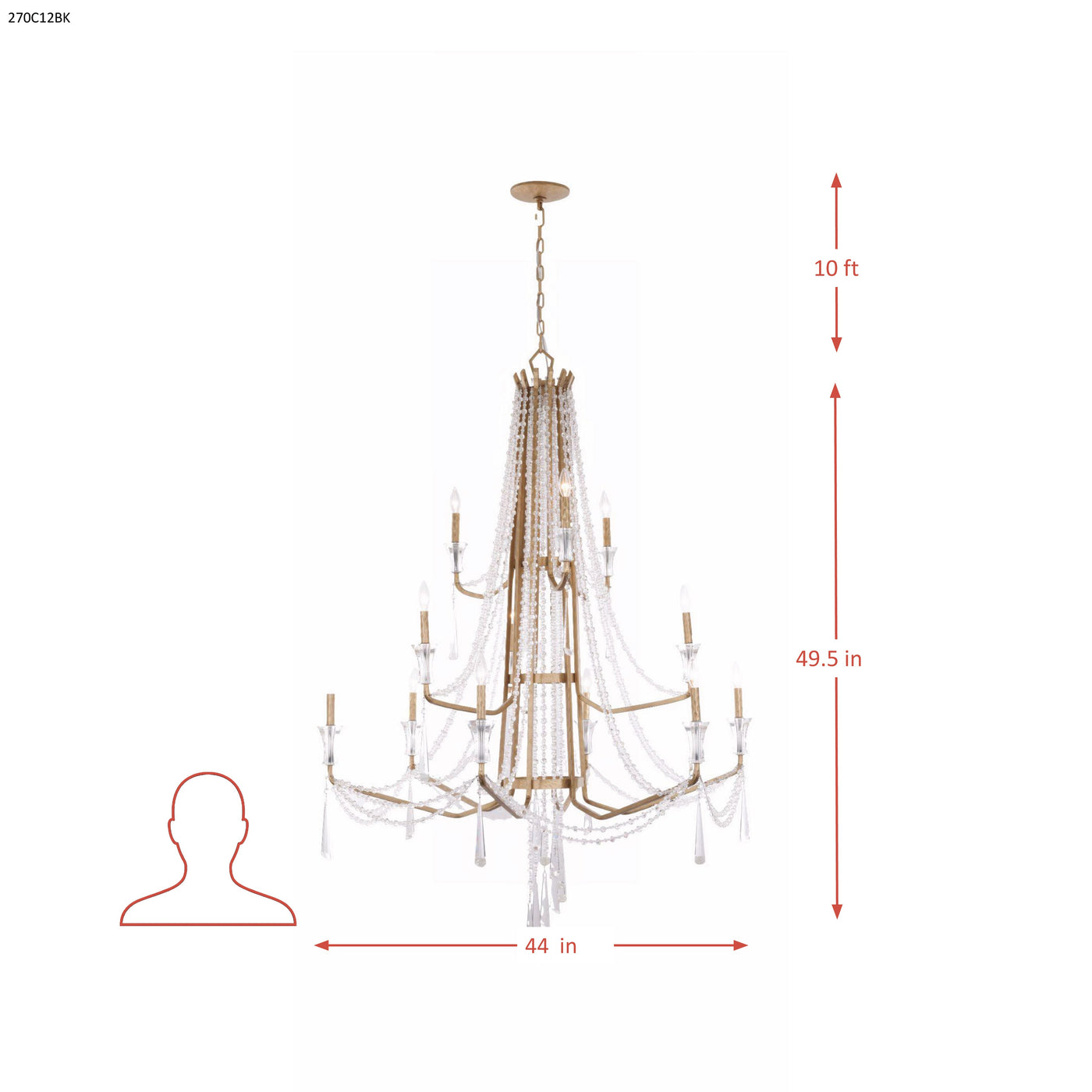Barcelona 12 Light 3-Tier Crystal Chandelier