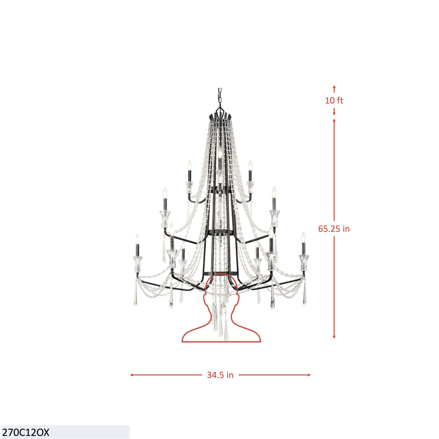 Barcelona 12 Light 3-Tier Crystal Chandelier