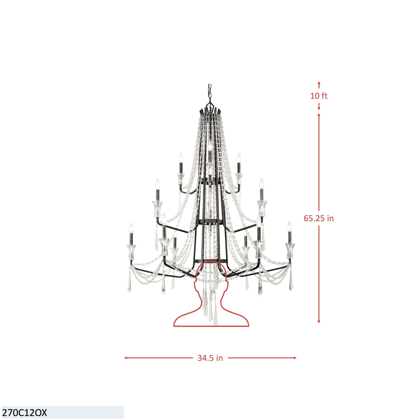 Barcelona 12 Light 3-Tier Crystal Chandelier