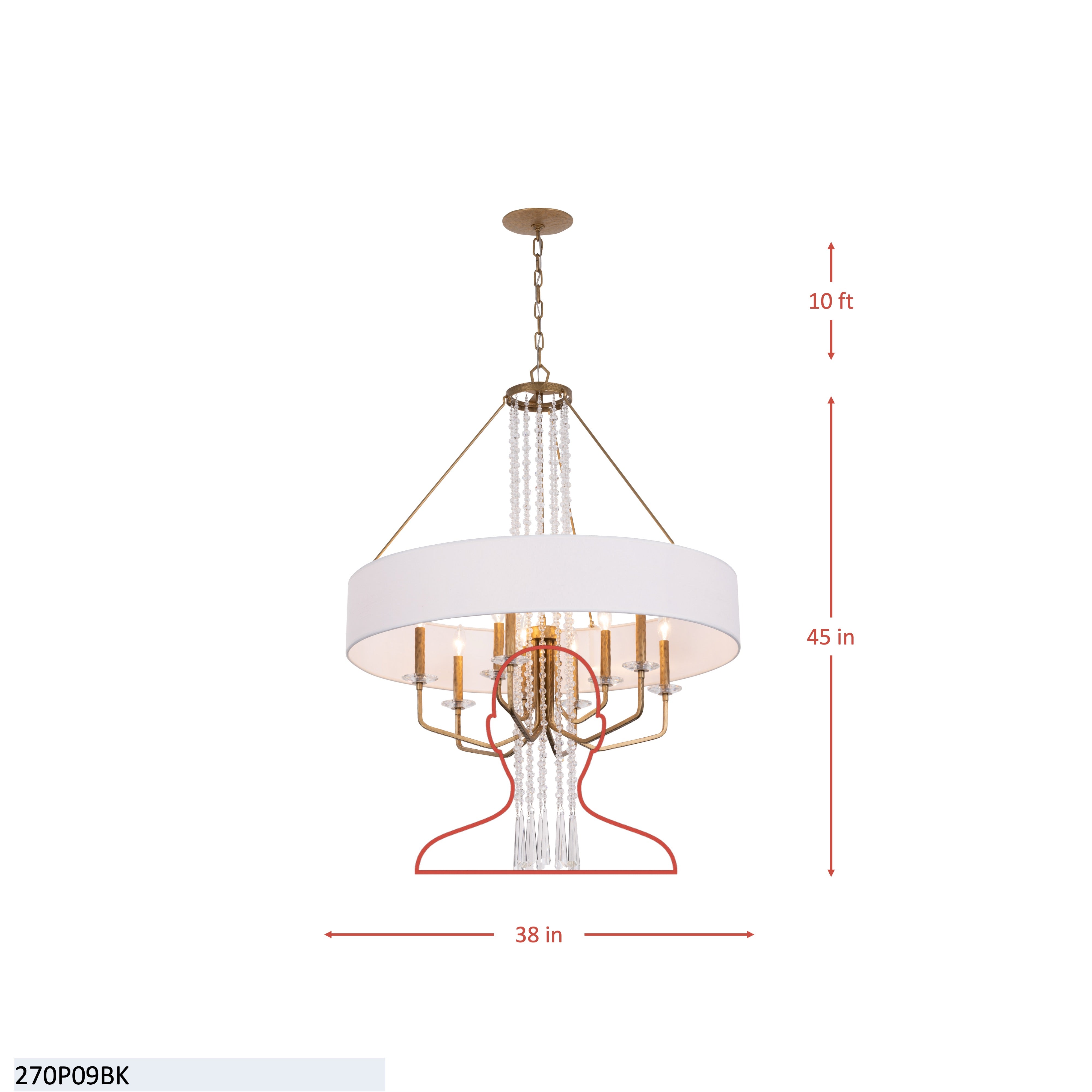 Barcelona 9 Light Pendant w/Shade