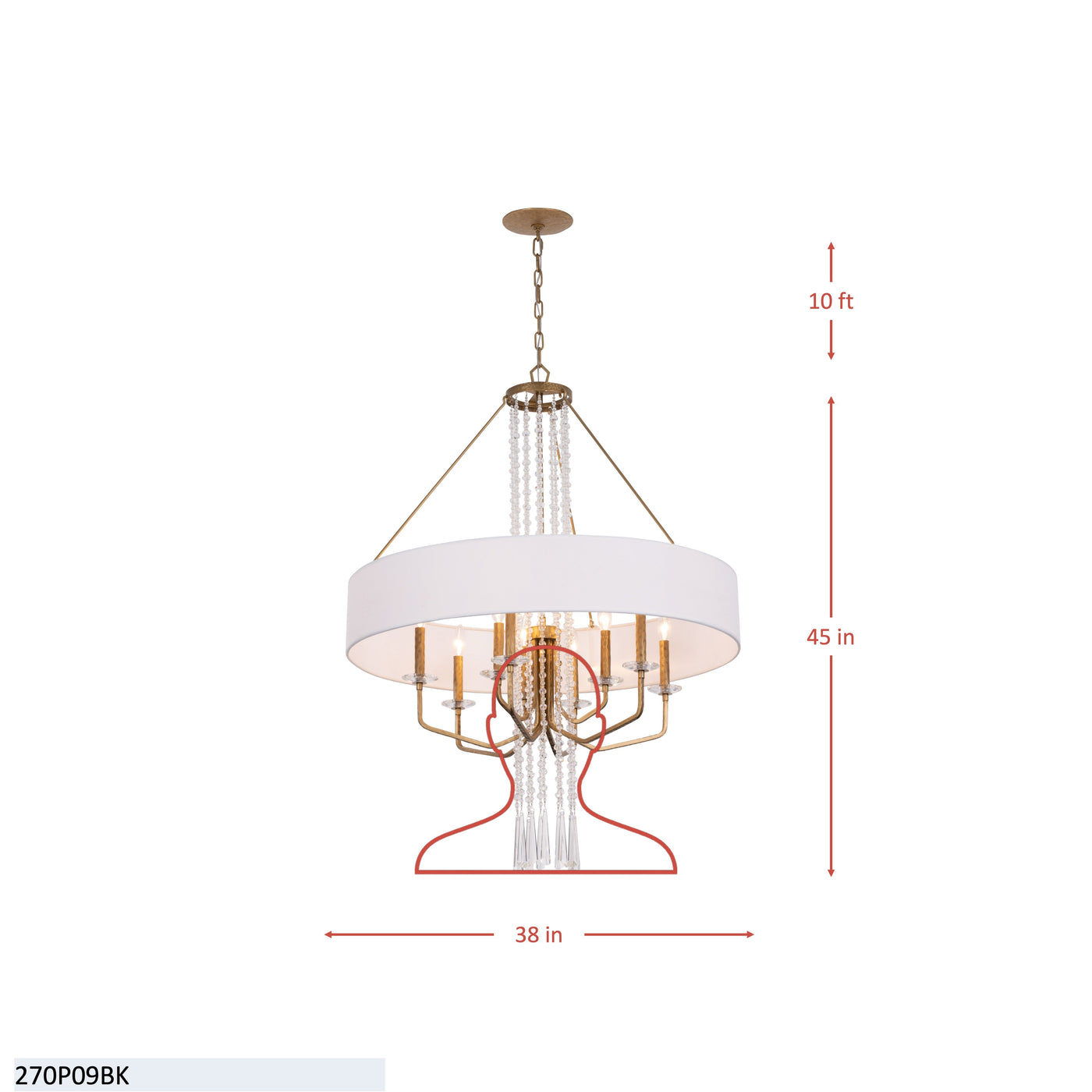 Barcelona 9 Light Pendant w/Shade