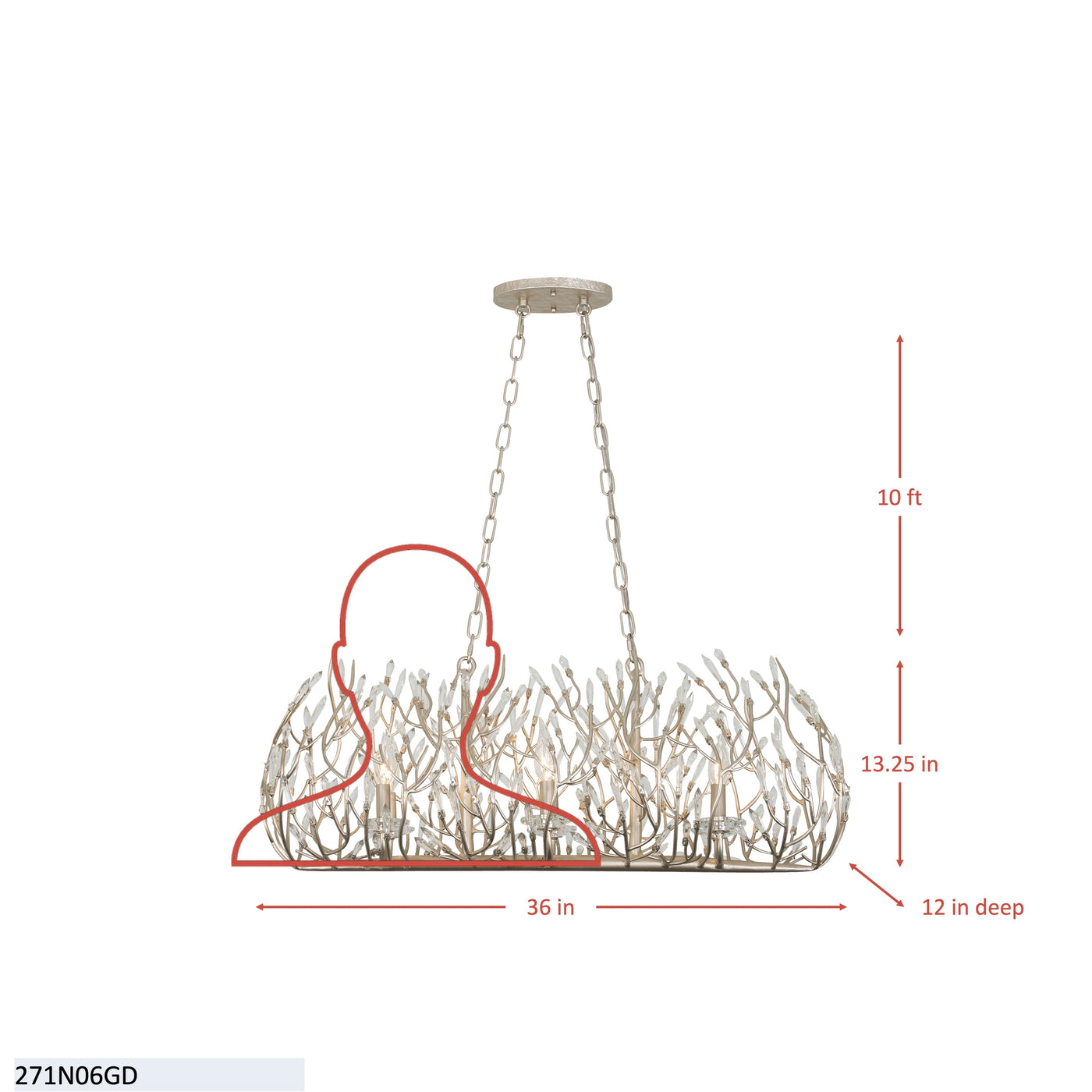 Bask 6 Light Crystal Linear Pendant