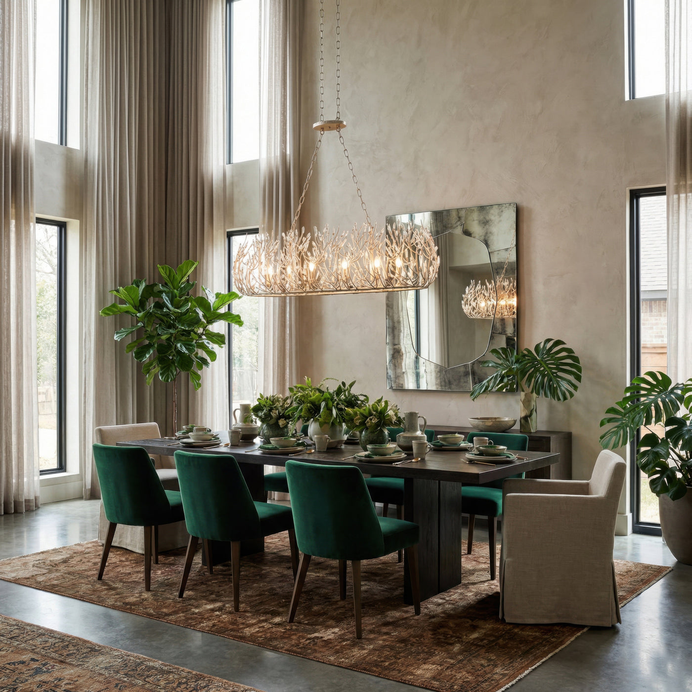 Bask 6 Light Crystal Linear Pendant