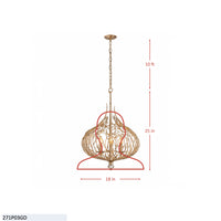 Bask 3 Light Crystal Pendant