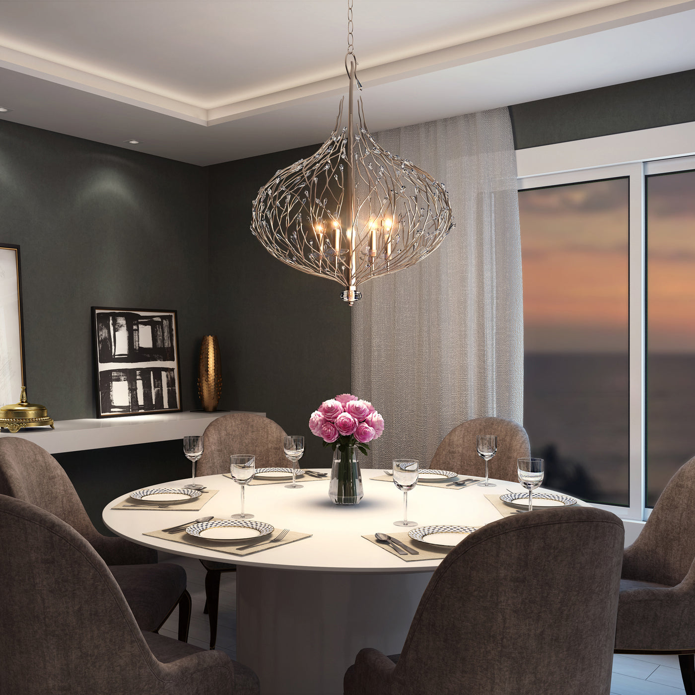 Bask 6 Light Crystal Pendant