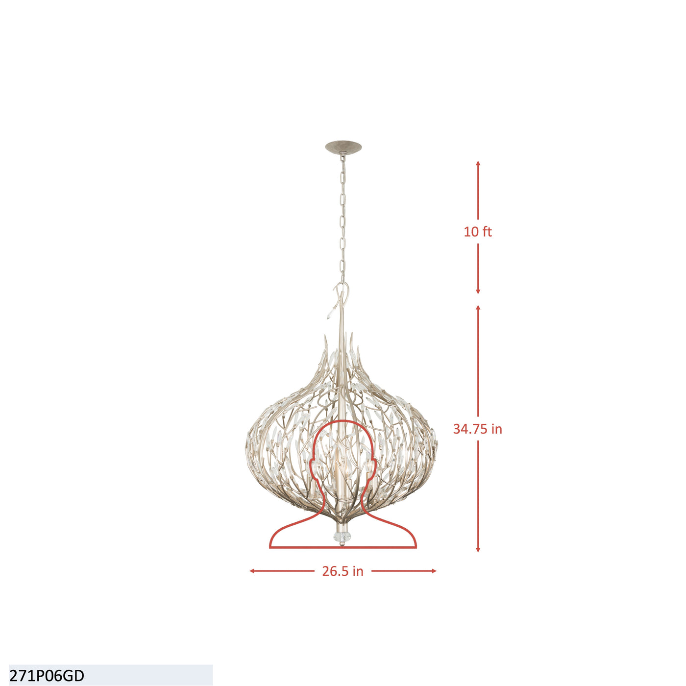 Bask 6 Light Crystal Pendant
