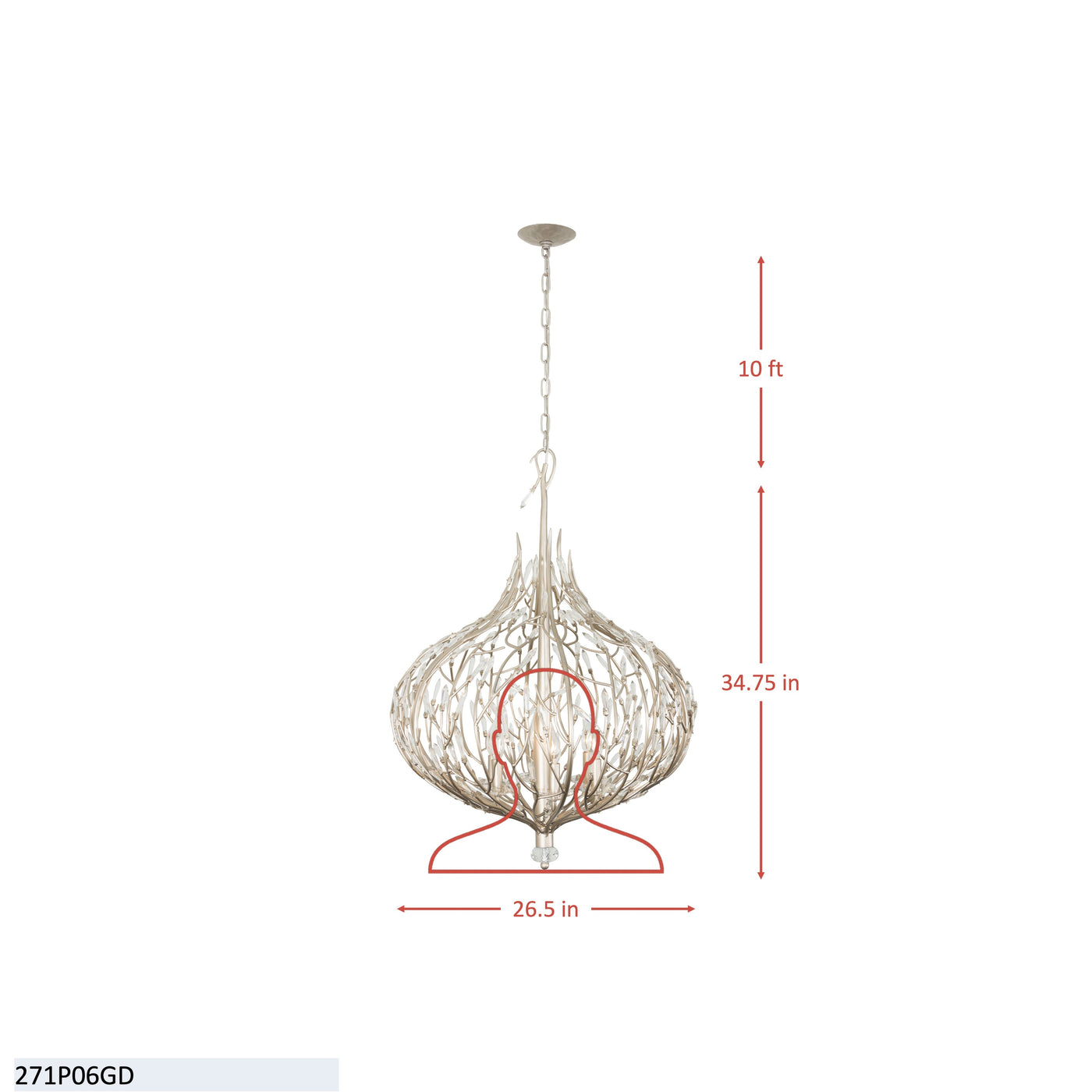 Bask 6 Light Crystal Pendant