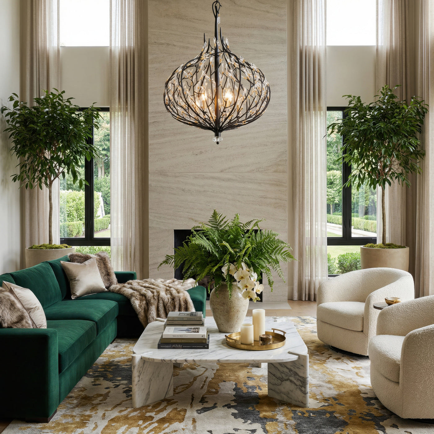 Bask 6 Light Crystal Pendant