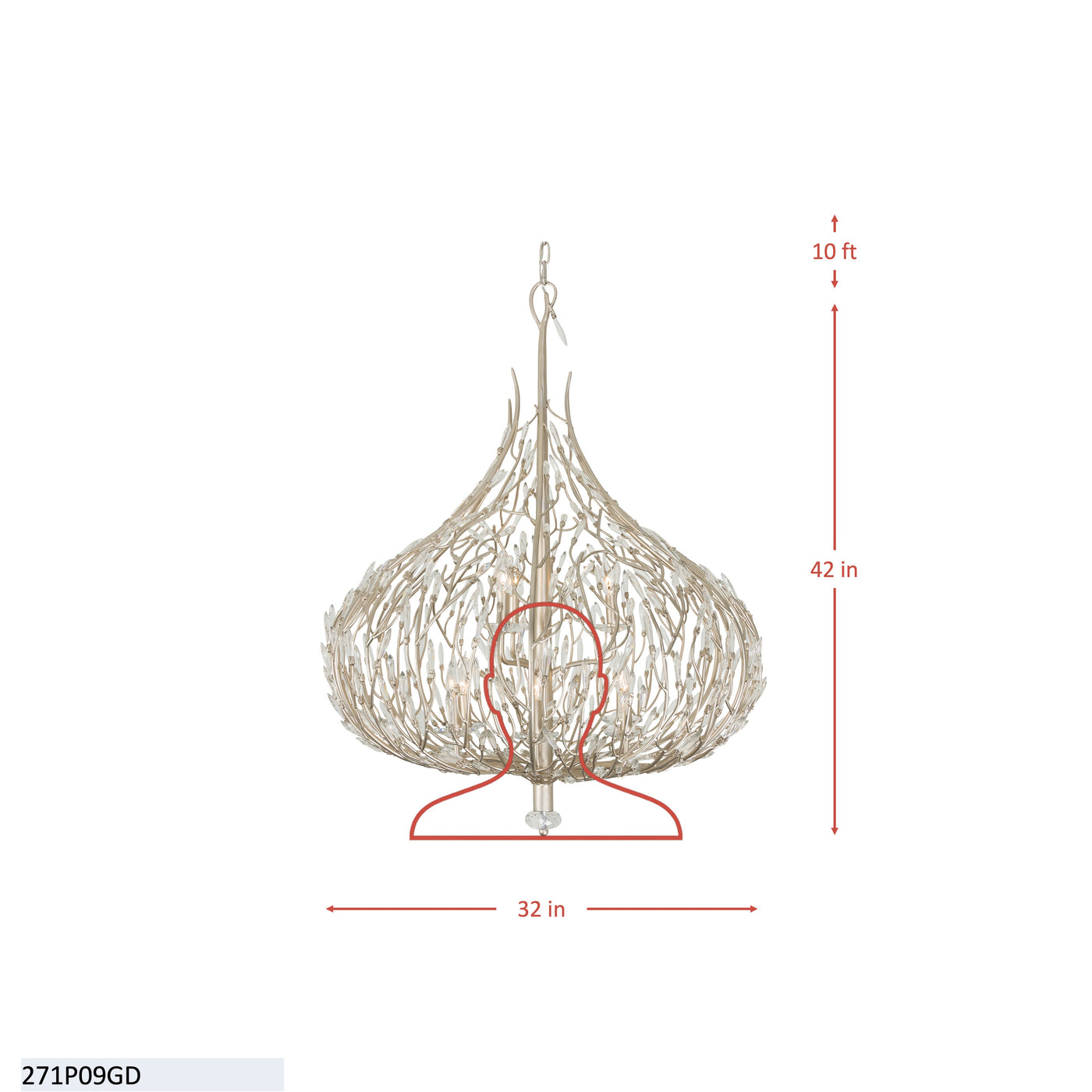 Bask 9 Light Crystal Pendant