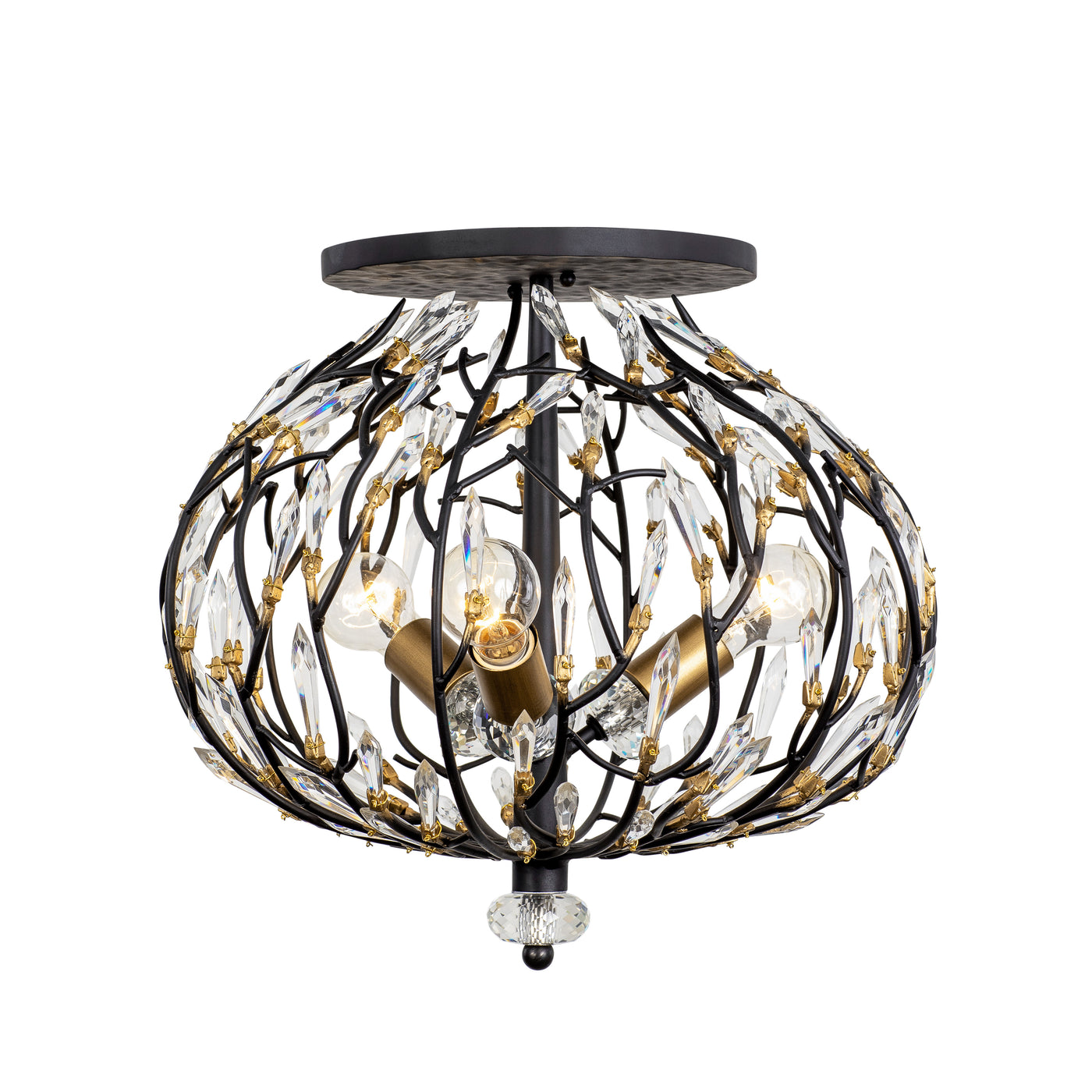 Bask 3 Light Crystal Semi-Flush
