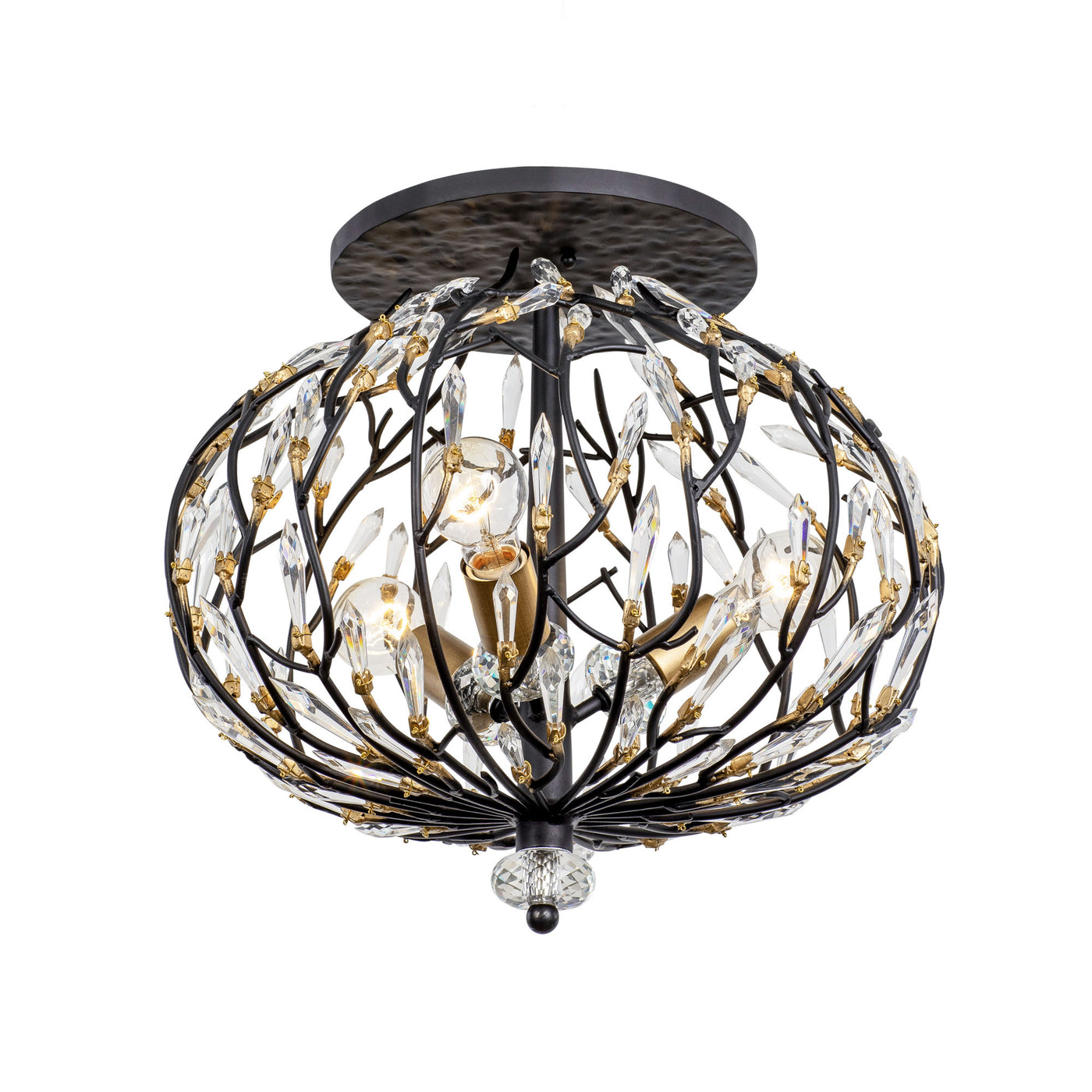 Bask 3 Light Crystal Semi-Flush