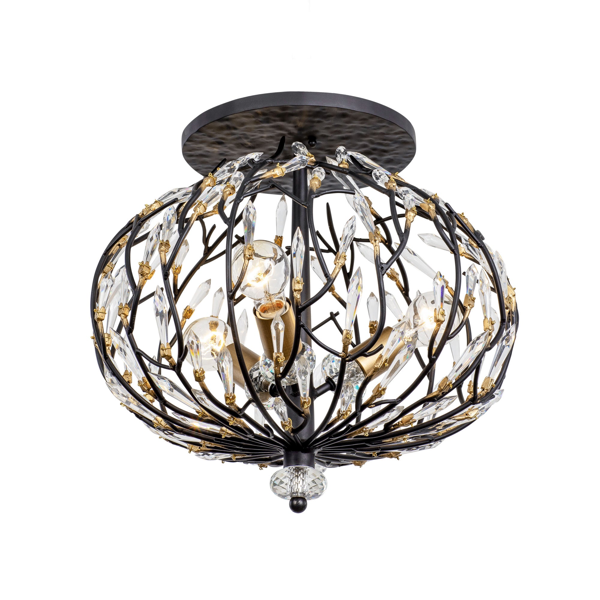 Bask 3 Light Crystal Semi-Flush