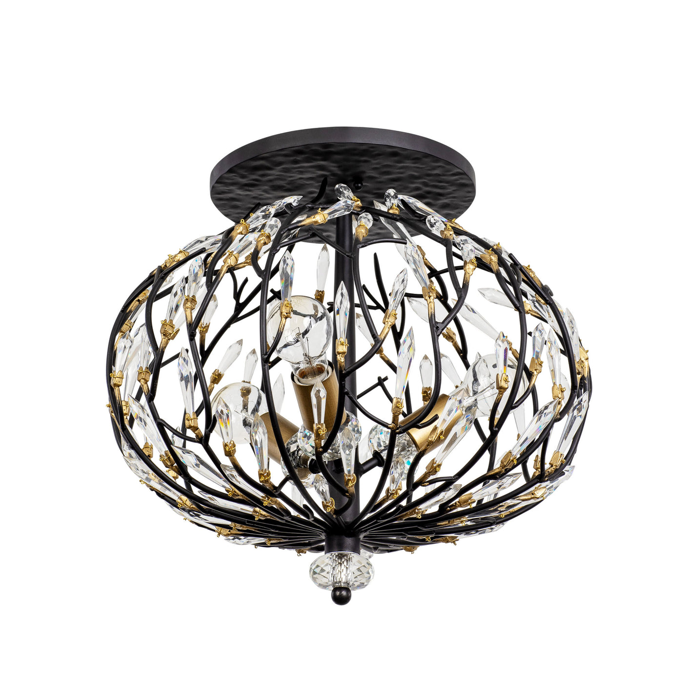 Bask 3 Light Crystal Semi-Flush
