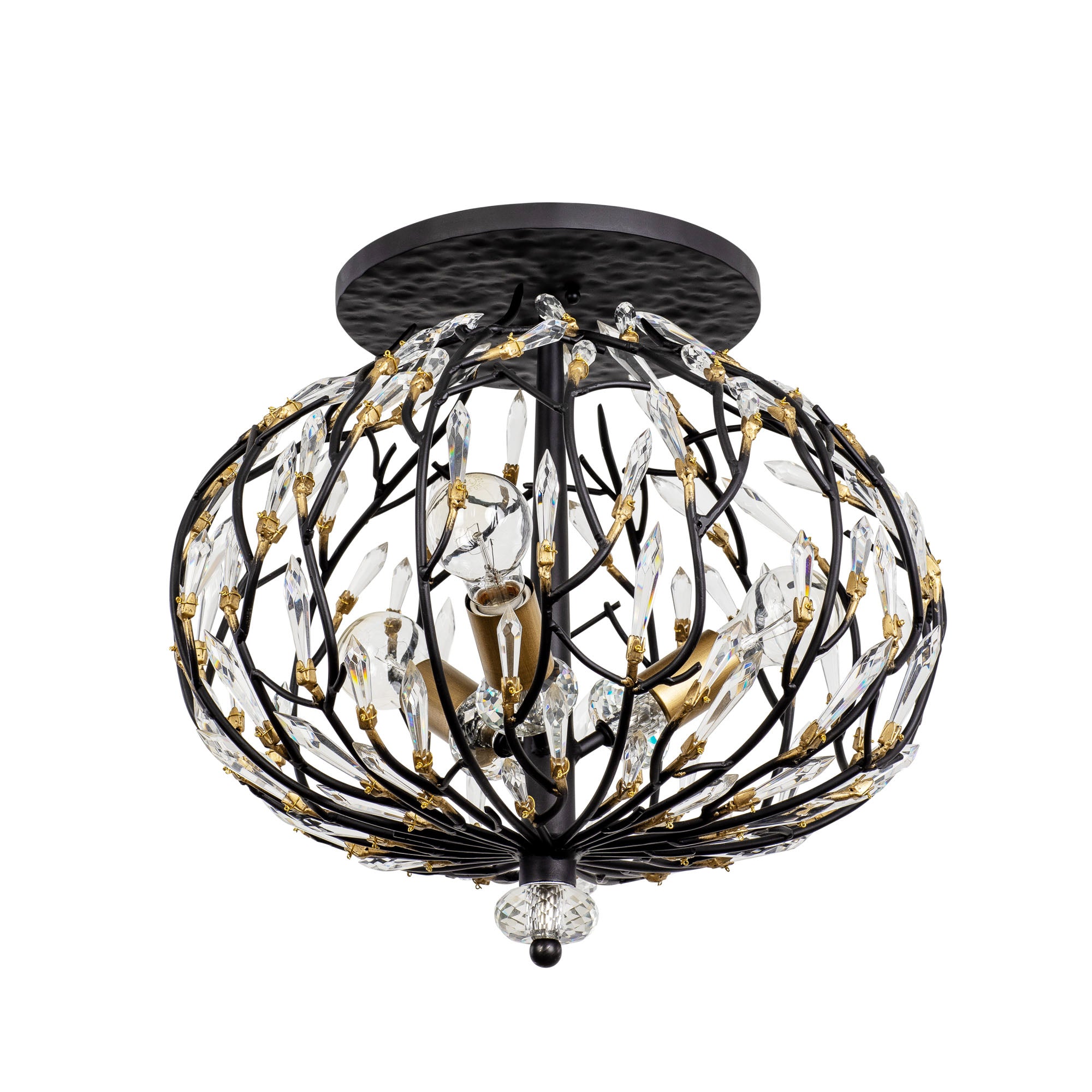 Bask 3 Light Crystal Semi-Flush