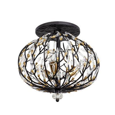 Bask 3 Light Crystal Semi-Flush