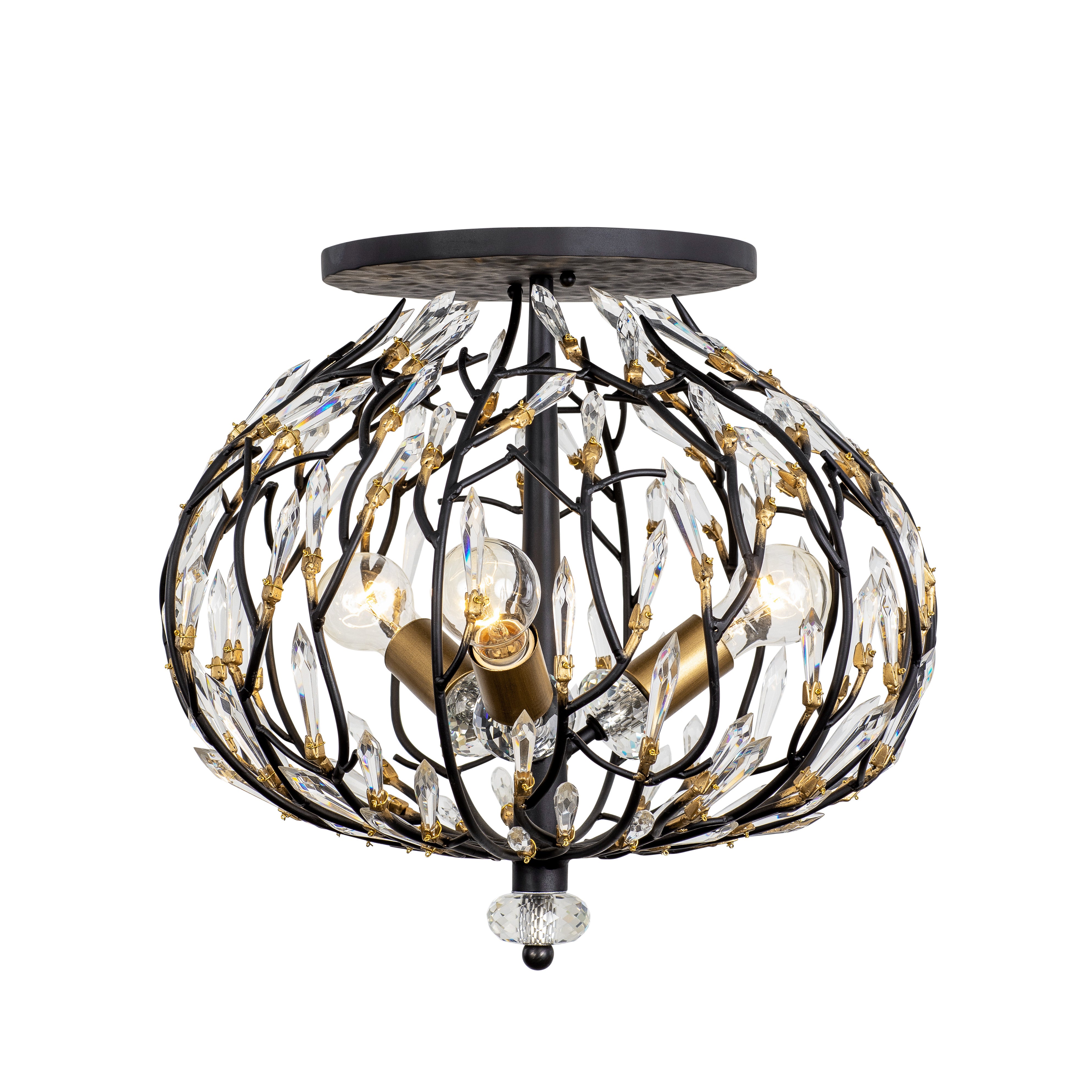 Bask 3 Light Crystal Semi-Flush