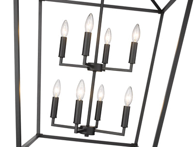 36'' Corona Matte Black 8 Light Pendant