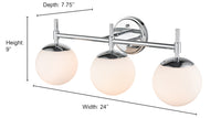 24''  Matte Black 3 Light Bath Vanity