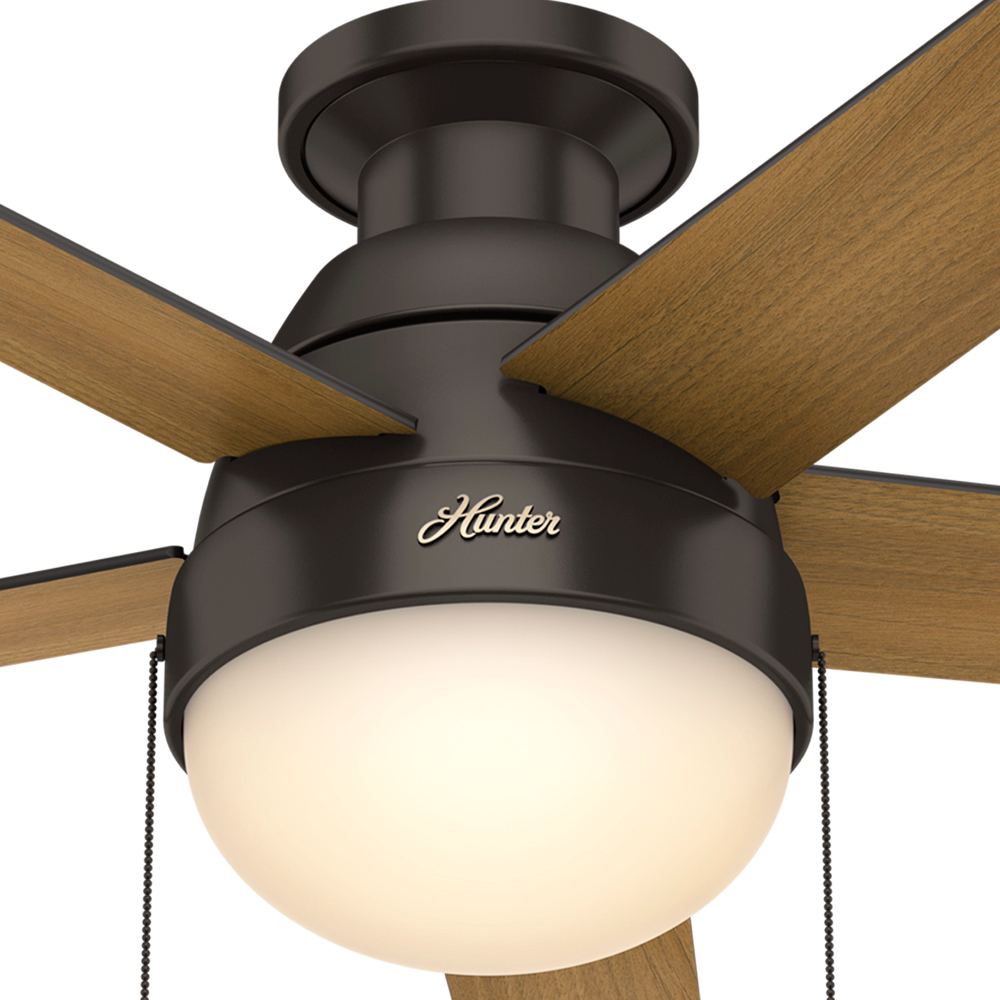 46 inch Anslee Premier Bronze Low Profile Ceiling Fan with LED Light Kit and Pull Chain