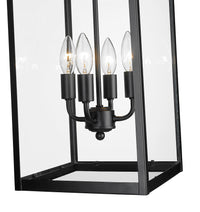 27-inch Barkeley Powder Coated Black 4-Light Outdoor Hanging Lantern with Clear Glass