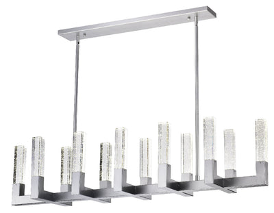 12 Light Rectangular Crystal Dianyi LED Chandelier | Silver