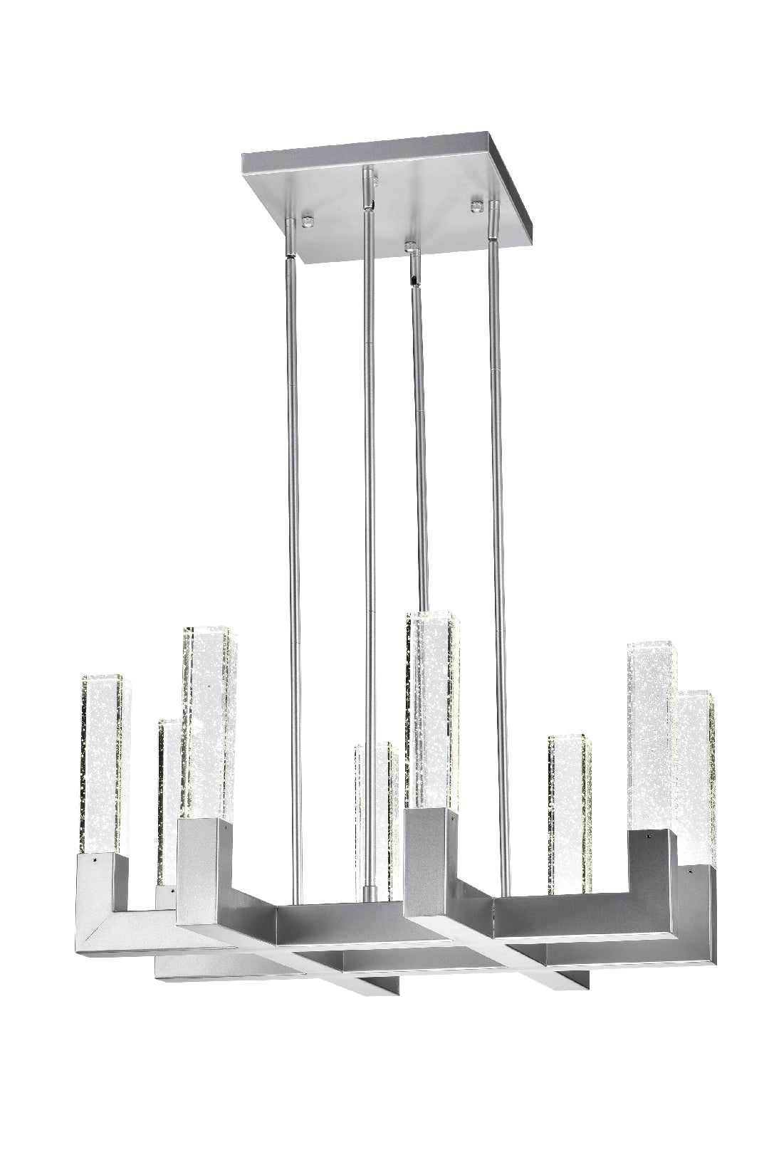 8 Light Square Crystal Dianyi LED Chandelier | Silver