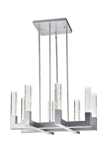 8 Light Square Crystal Dianyi LED Chandelier | Silver