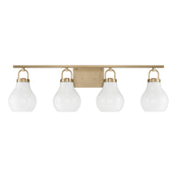 Mansfield 34-inch 4-light Champagne Gold Vanity Light with Opal Glass Shades