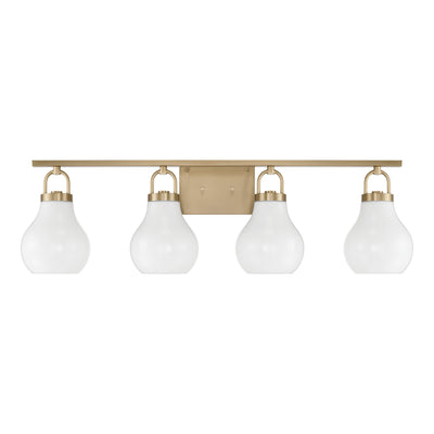 Mansfield 34-inch 4-light Champagne Gold Vanity Light with Opal Glass Shades