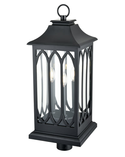 29'' Mallorey Powder Coated Black 3 Light Post Lantern