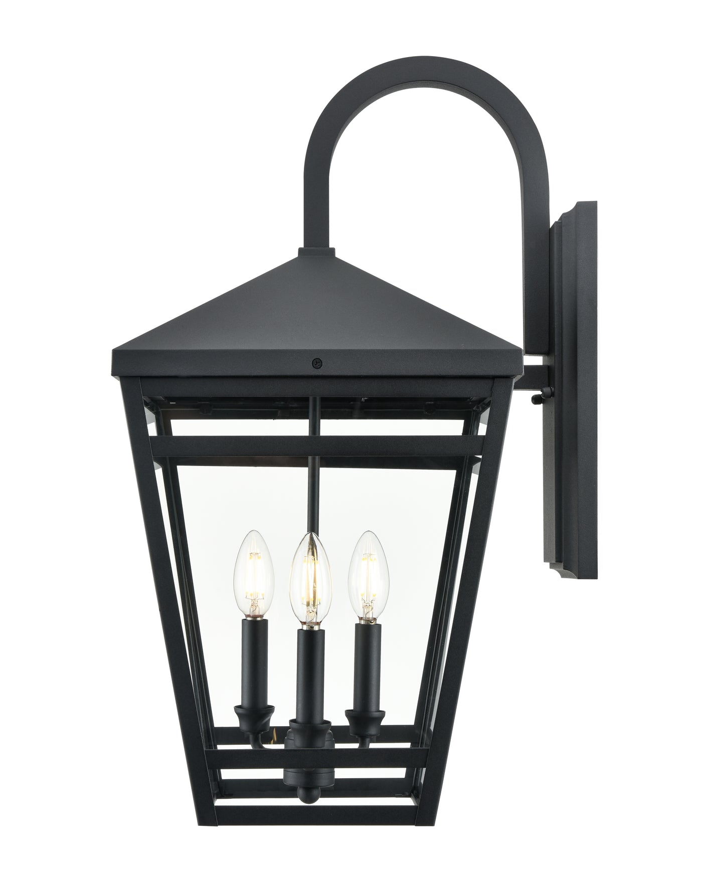 12'' Seager Textured Black 3 Light Wall Sconce