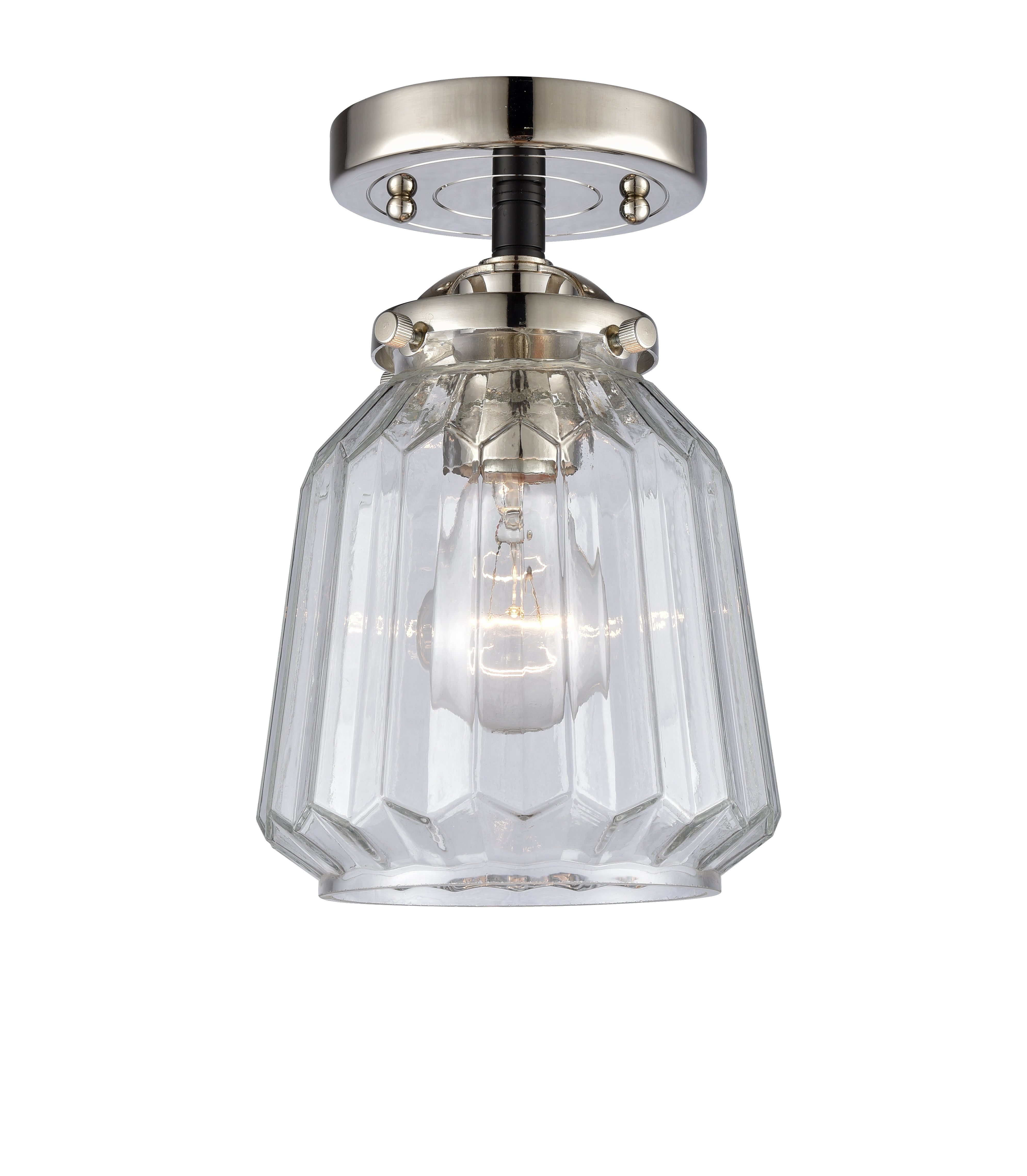 Nouveau Semi-Flush Mount Brushed Satin Nickel