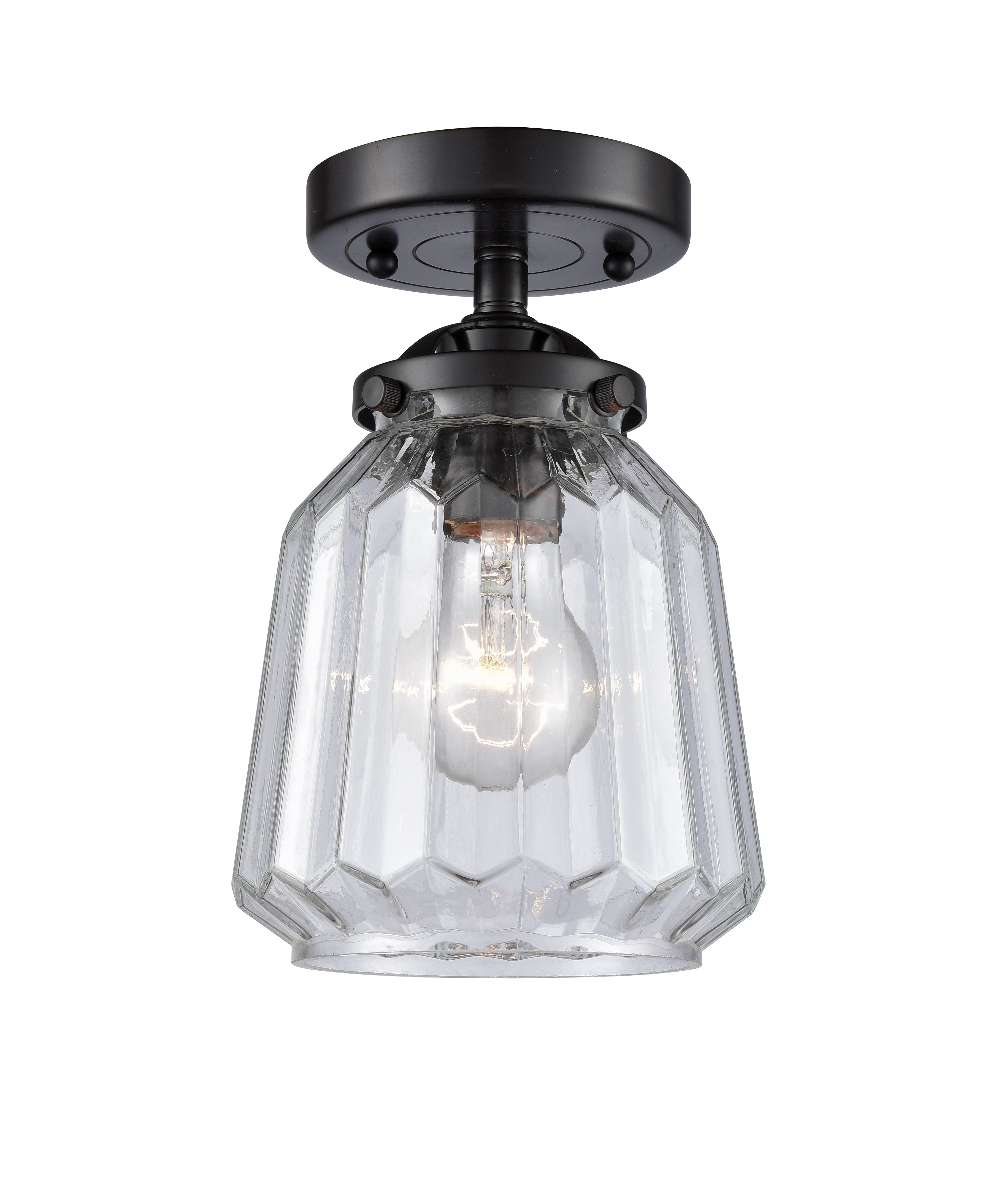 Nouveau Semi-Flush Mount Brushed Satin Nickel