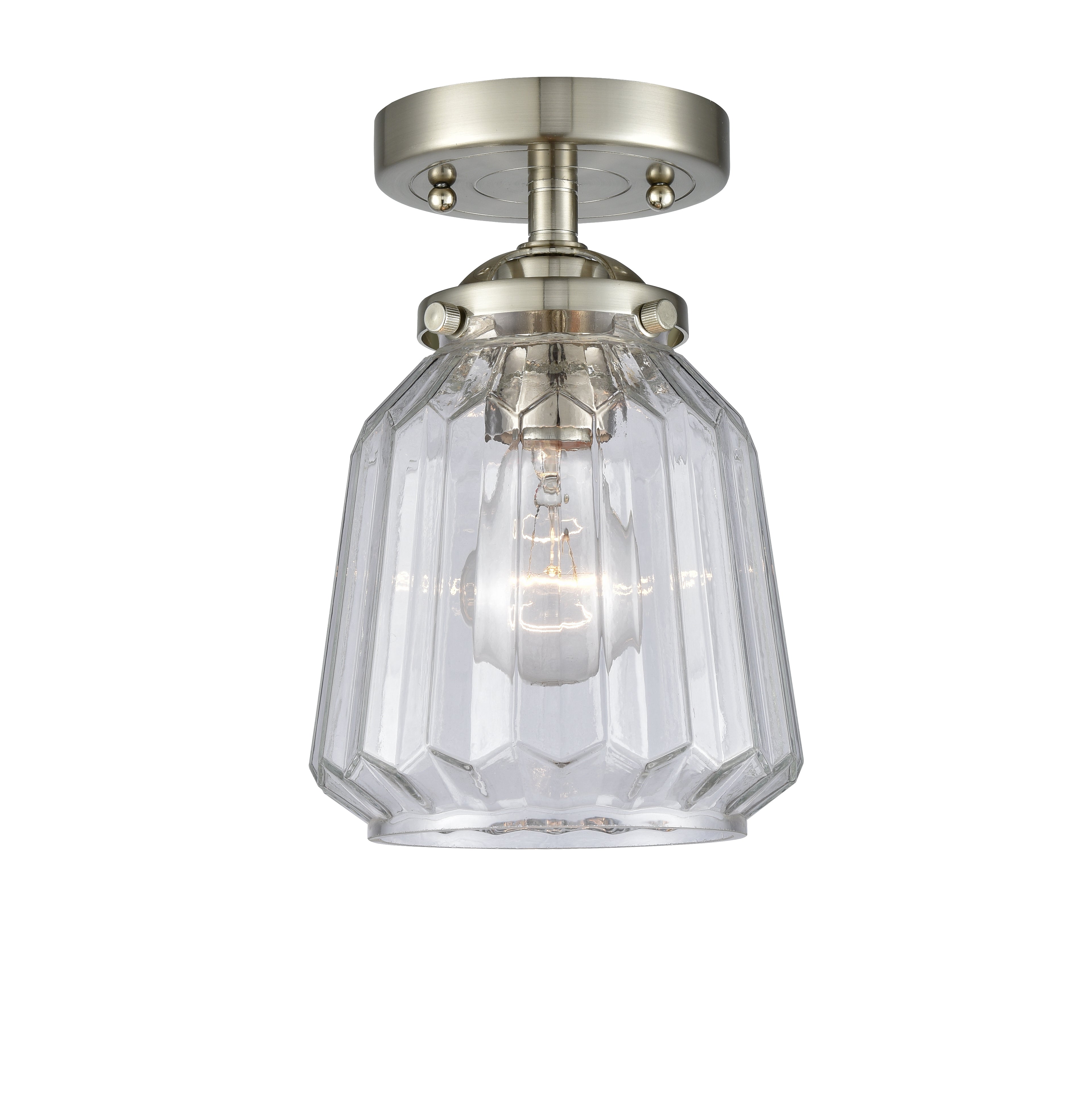 Nouveau Semi-Flush Mount Brushed Satin Nickel