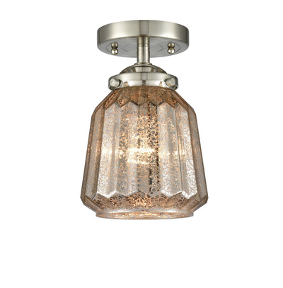 Nouveau Semi-Flush Mount Brushed Satin Nickel