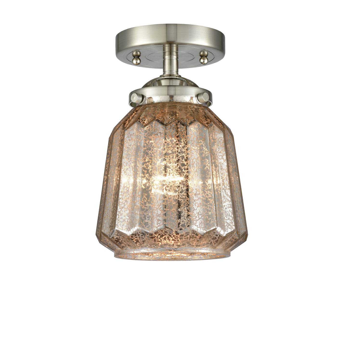 Nouveau Semi-Flush Mount Brushed Satin Nickel