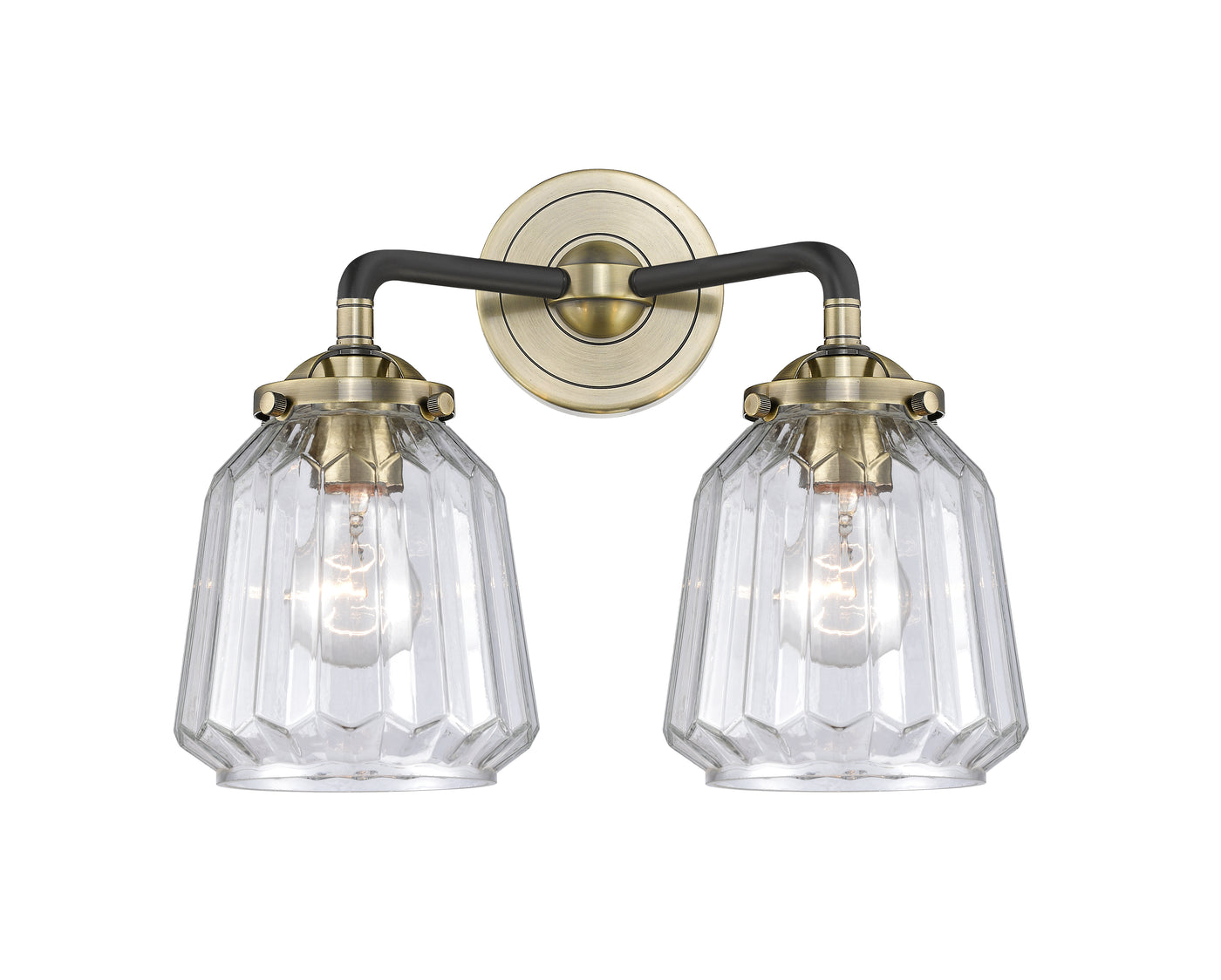 Nouveau Bath Vanity Light Cast Brass Glass