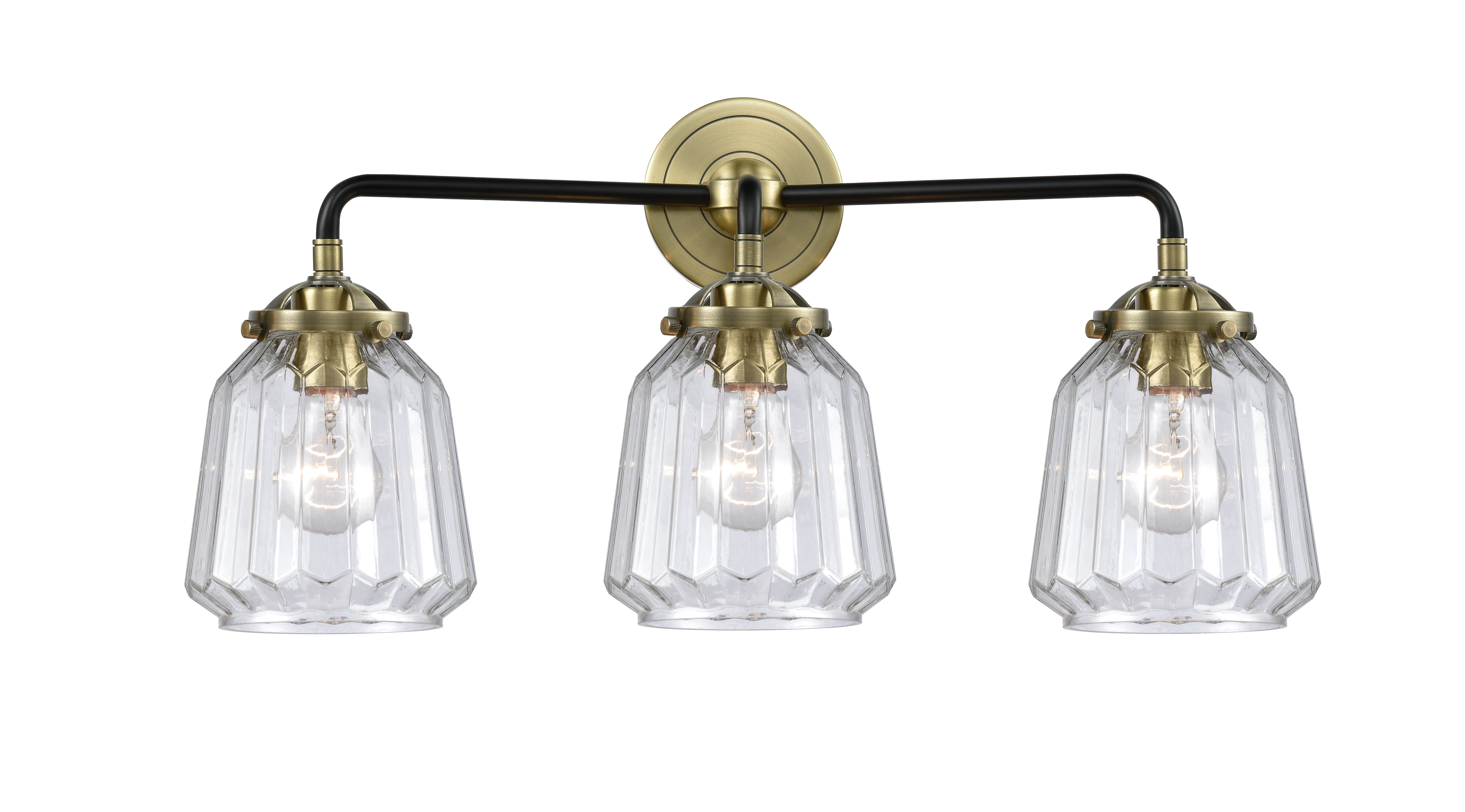 Nouveau Bath Vanity Light Cast Brass Glass