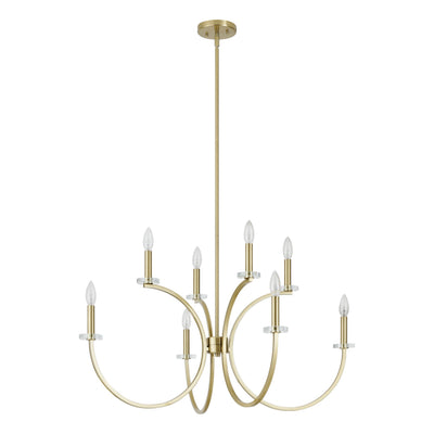 Florian 36-inch 8-light Brushed Gold and Clear Glass Chandelier