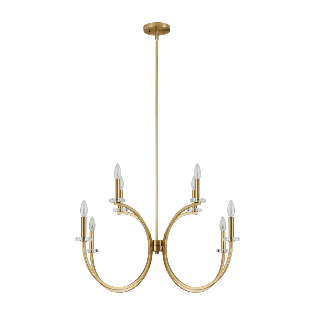 Florian 36-inch 8-light Brushed Gold and Clear Glass Chandelier