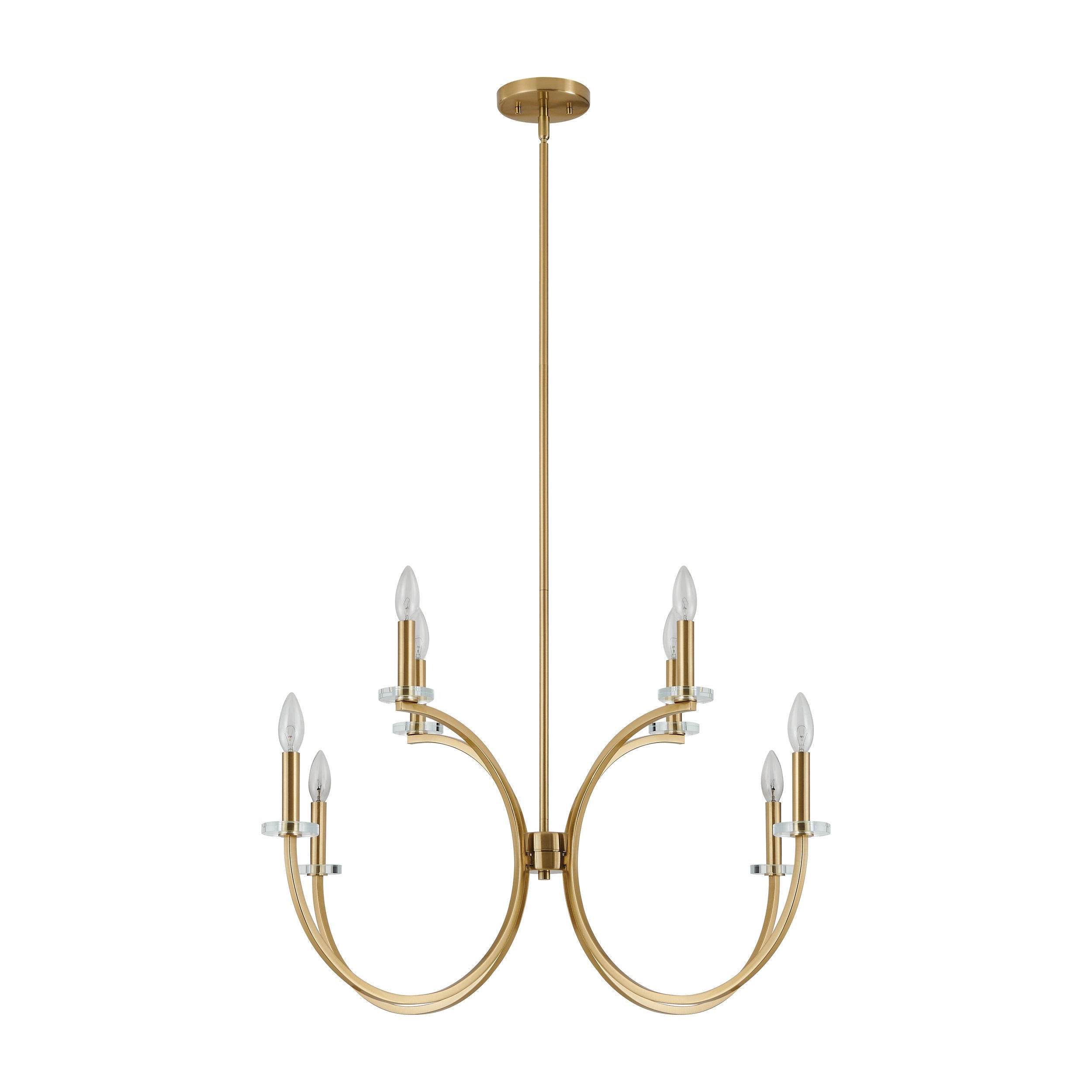 Florian 36-inch 8-light Brushed Gold and Clear Glass Chandelier