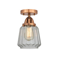 Nouveau Semi-Flush Mount Brushed Nickel Glass