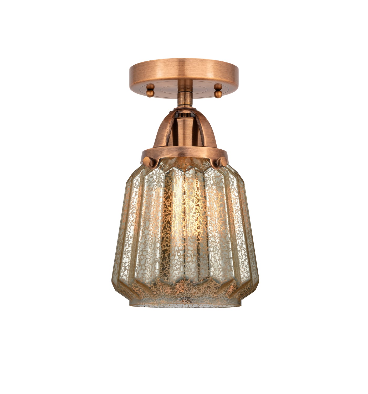 Nouveau Semi-Flush Mount Brushed Nickel Glass