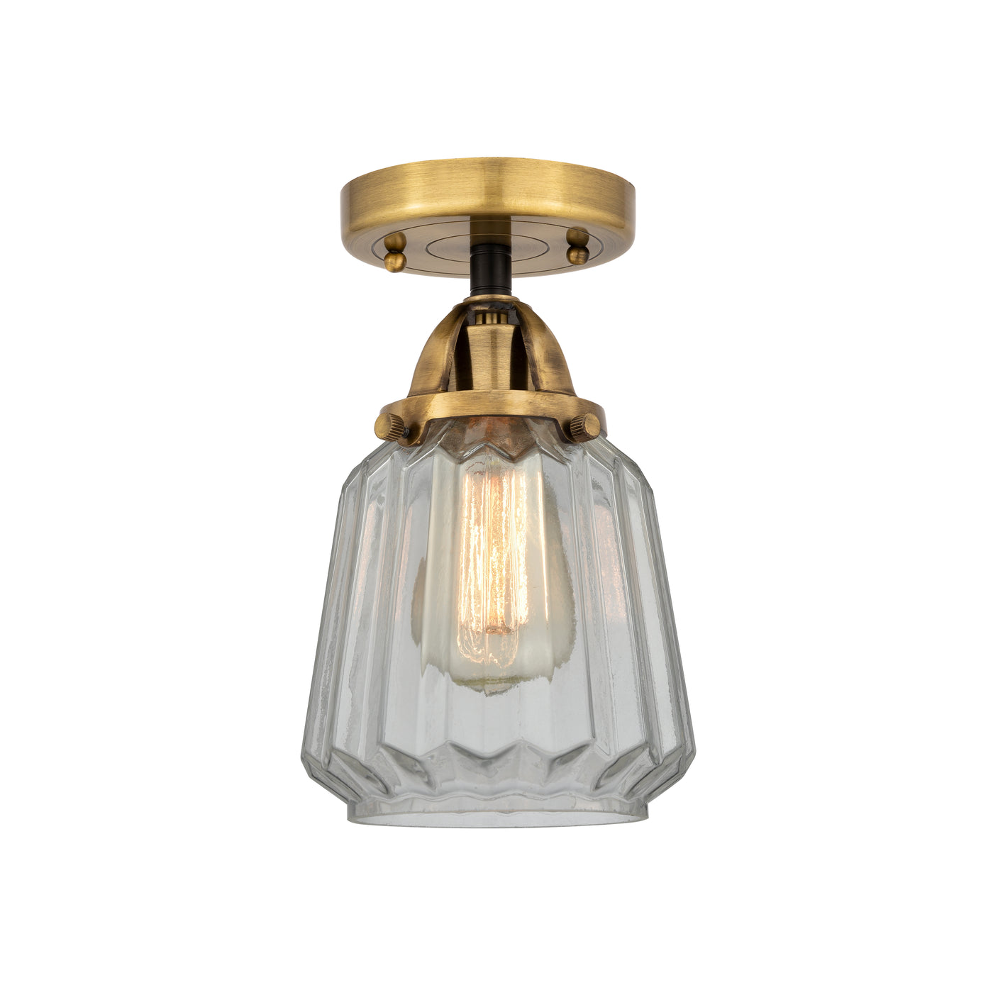 Nouveau Semi-Flush Mount Brushed Nickel Glass